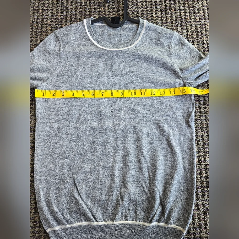 Theory Men's Gray Crewneck Sweater with Cream Trim